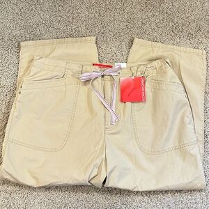 GLORIA VANDERBILT size 18W Cotton Tan Drawstring Capris Pants NEW!